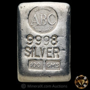 100g ABC Australian Bullion Company Vintage Silver Bar With Reverse SFE Engraving