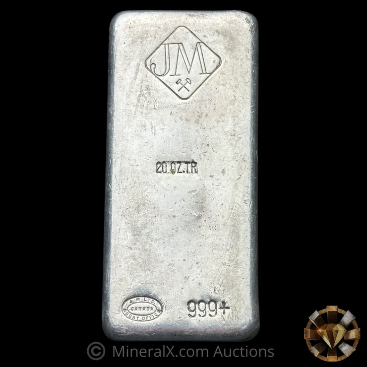 20oz Johnson Matthey JM OZ. TR Variety Vintage Silver Bar