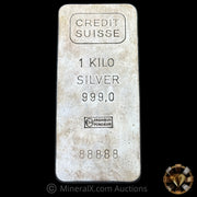 Kilo Credit Suisse Vintage Silver Bar With Unique 88888 Serial