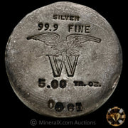 5oz Wilkinson W Eagle Vintage Silver Puck Bar