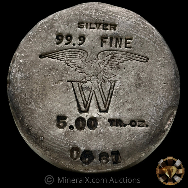 5oz Wilkinson W Eagle Vintage Silver Puck Bar