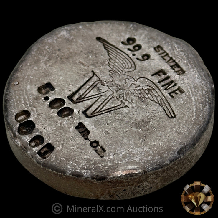 5oz Wilkinson W Eagle Vintage Silver Puck Bar