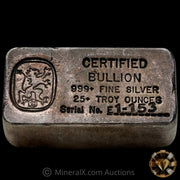 25oz Certified Bullion Vintage Silver Bar