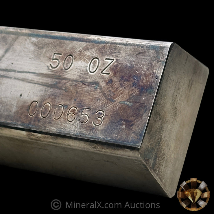 50oz Engelhard E Logo Industrial Extruded Vintage Silver Bar (Possible Lowest Known Serial For Variety)