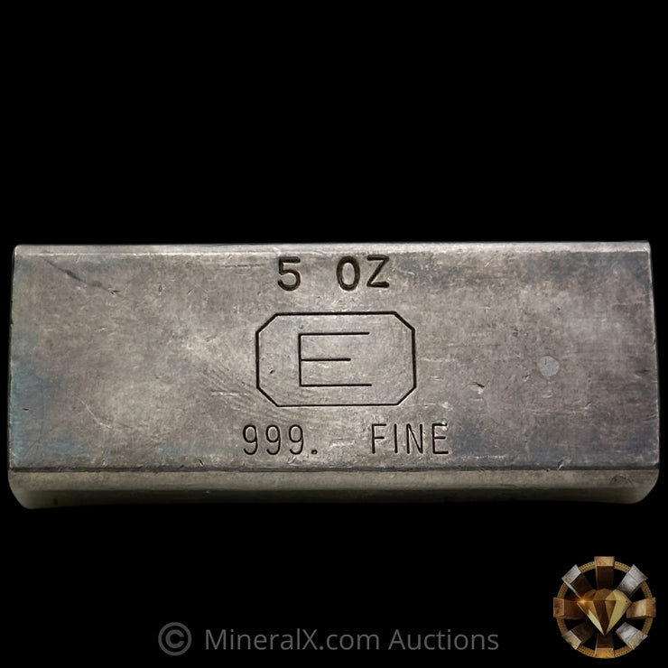5oz Engelhard E Logo Industrial Extruded Vintage Silver Bar