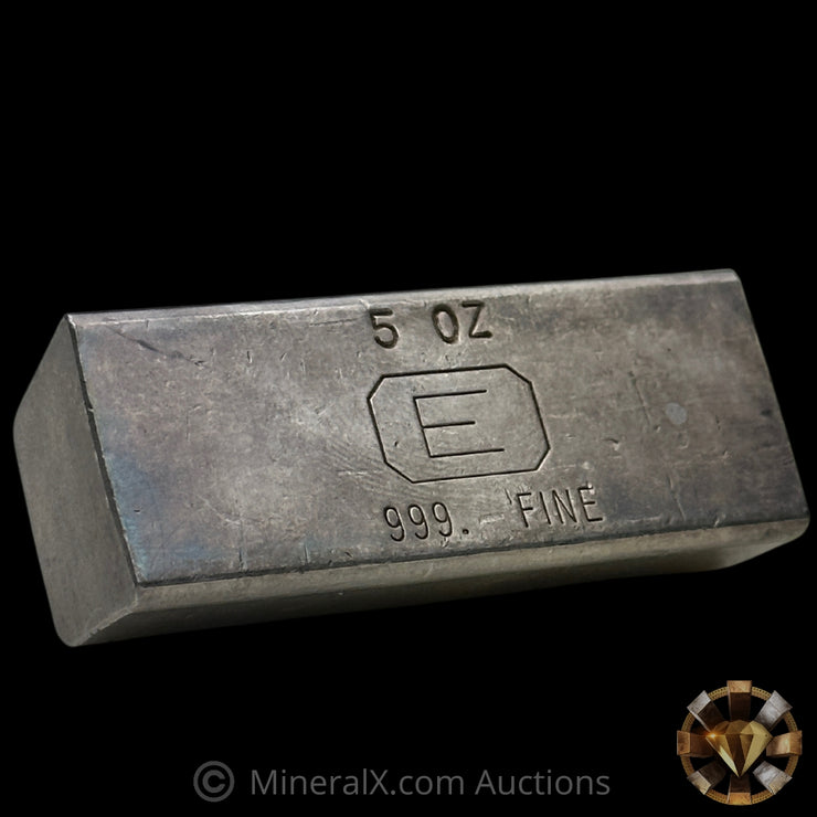 5oz Engelhard E Logo Industrial Extruded Vintage Silver Bar
