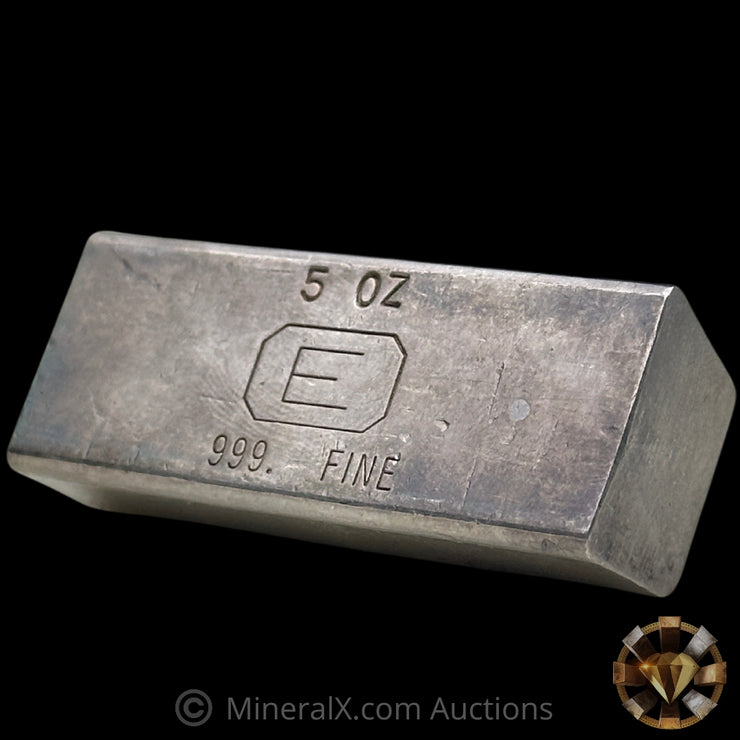 5oz Engelhard E Logo Industrial Extruded Vintage Silver Bar