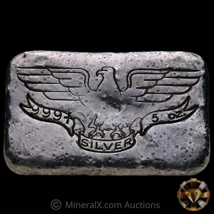 5oz W H Foster Vintage Silver Bar With Rare Green Co LA CAL & Full Deak Counterstamps