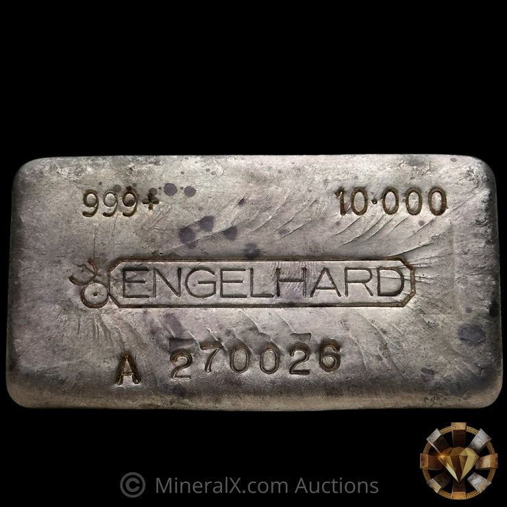 10oz Engelhard A Prefix Serial Floating Decimal Bull Logo Vintage Silver Bar