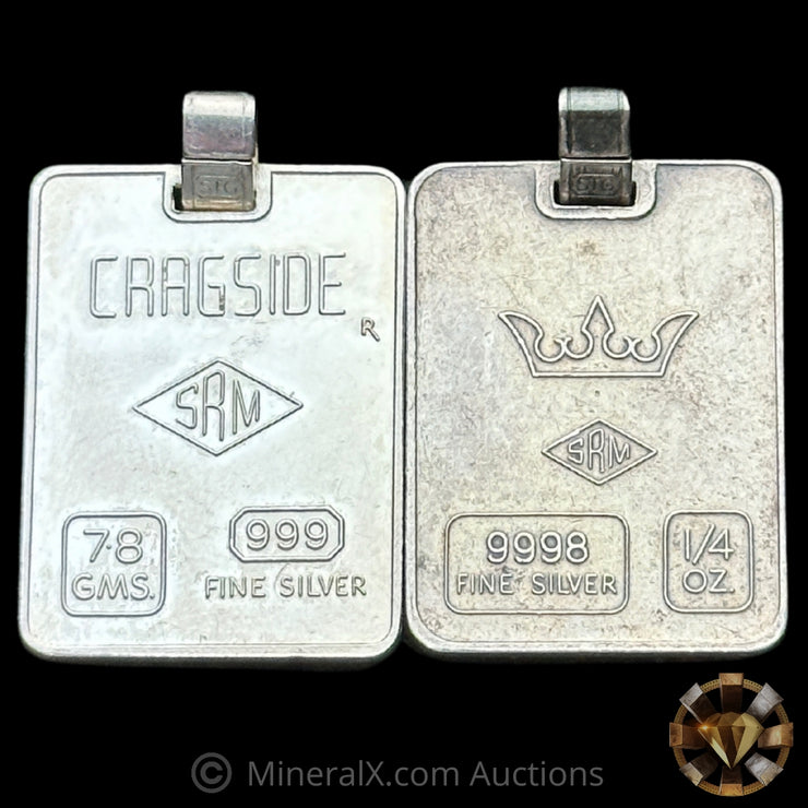 x2 1/4oz SRM Cragside Vintage Silver Pendant Bar Lot
