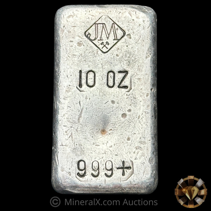 10oz JM Johnson Matthey Small Logo Vintage Silver Bar