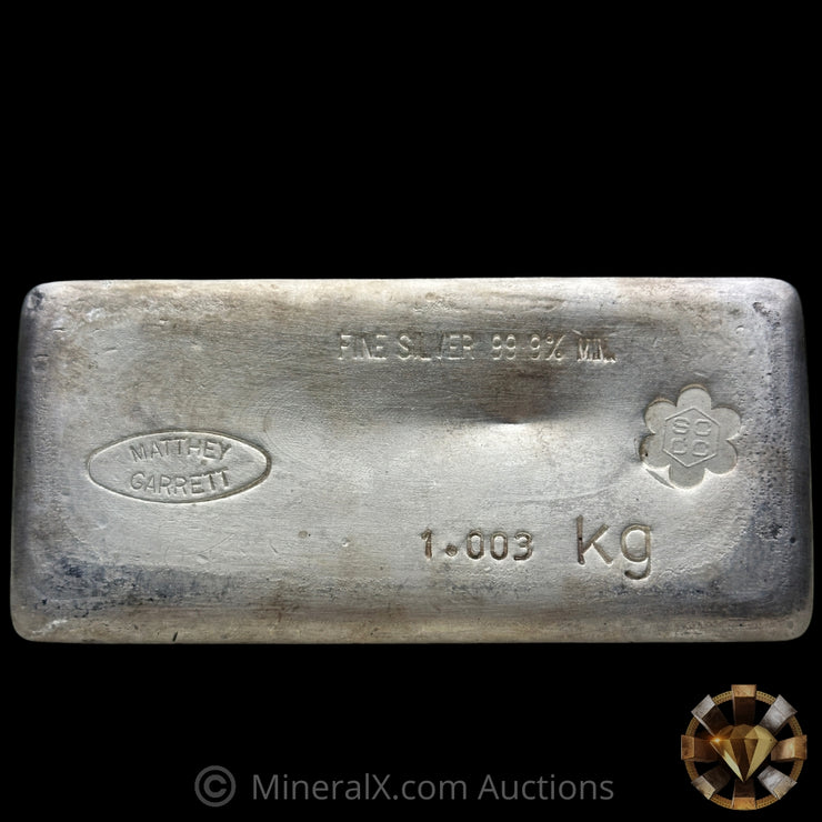 Kilo Matthey Garrett MG Vintage Silver Bar With SCCC Southern Cross Coins & Commodities Counterstamp