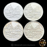 x4 5oz SOA Swiss Of America Vintage Silver Puck Bar Lot (20oz Total)
