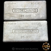 x2 25oz Engelhard 6th Series Vintage Silver Bars With Sequential Serials