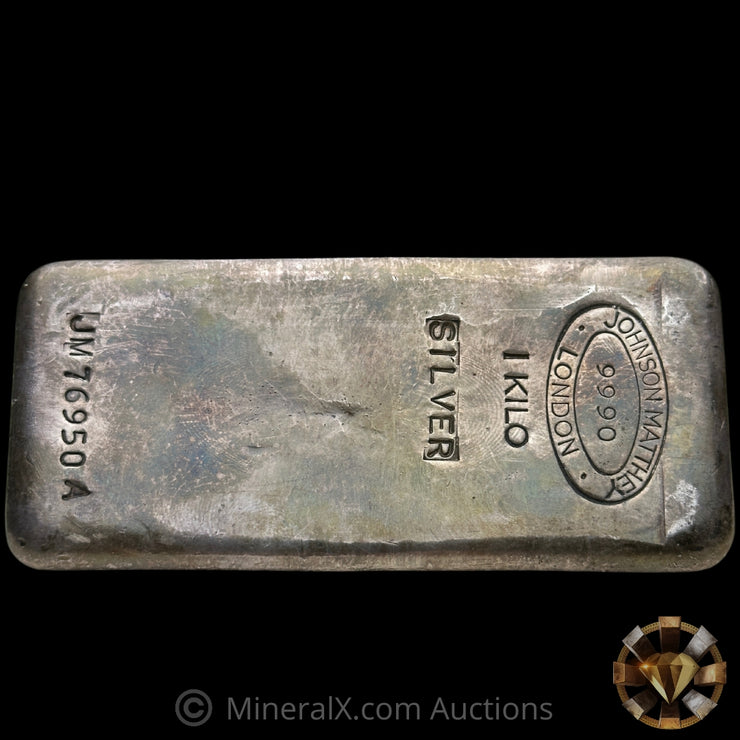 Kilo Johnson Matthey JM London Rare Queen Elizabeth Jubilee Reverse Counterstamp Vintage Silver Bar