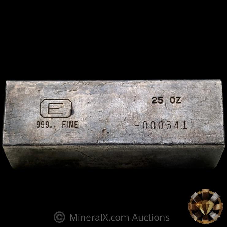25oz Engelhard E Logo Industrial Extruded Vintage Silver Bar