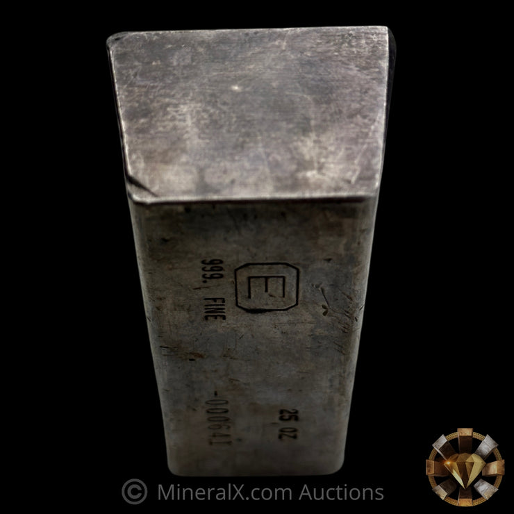 25oz Engelhard E Logo Industrial Extruded Vintage Silver Bar