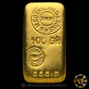 100g NM Rothschild & Sons Vintage Gold Bar With Rare Mocatta & Goldsmid London Bullion Brokers Reverse Counterstamp