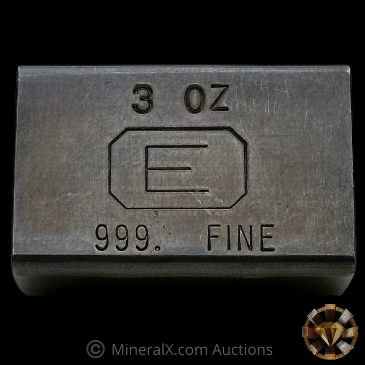 3oz Engelhard E Logo Industrial Extruded Vintage Silver Bar