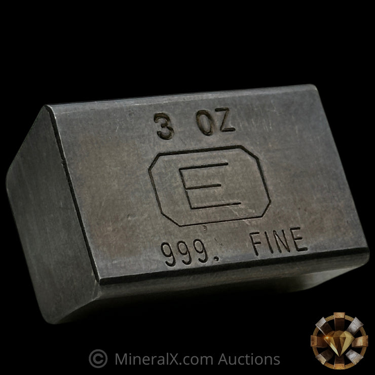 3oz Engelhard E Logo Industrial Extruded Vintage Silver Bar