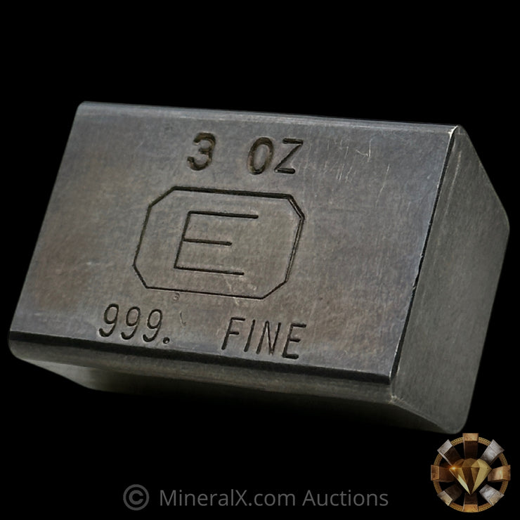 3oz Engelhard E Logo Industrial Extruded Vintage Silver Bar