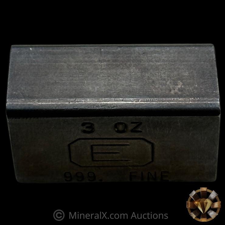 3oz Engelhard E Logo Industrial Extruded Vintage Silver Bar