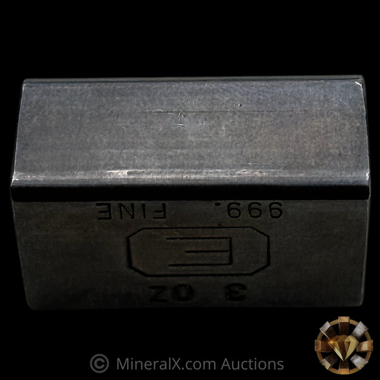 3oz Engelhard E Logo Industrial Extruded Vintage Silver Bar