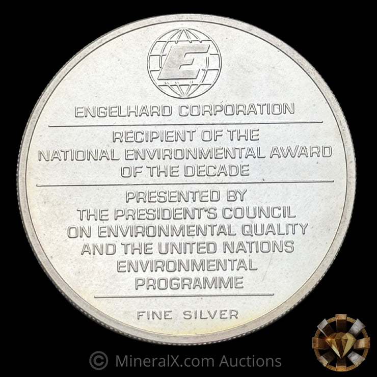 1oz Engelhard Rare Proof National Environmental Award Of The Decade Vintage Silver Coin