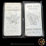 x2 10oz 1981 US Assay Office Strategic Stockpile Vintage Silver Bar Lot With Different Variety Eagles
