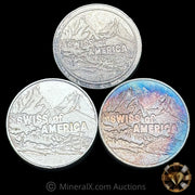 x3 5oz SOA Swiss Of America Vintage Silver Puck Bar Lot (15oz Total)