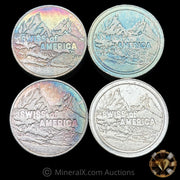 x4 5oz SOA Swiss Of America Vintage Silver Puck Bar Lot (20oz Total)