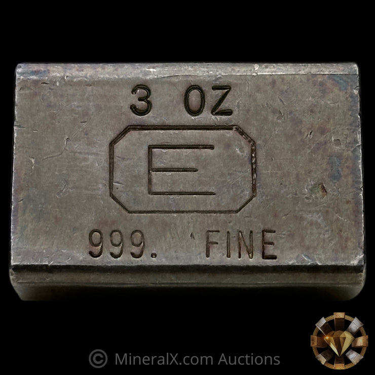 3oz Engelhard E Logo Industrial Extruded Vintage Silver Bar