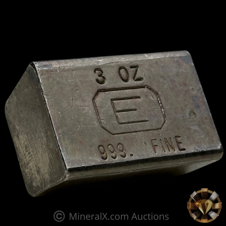 3oz Engelhard E Logo Industrial Extruded Vintage Silver Bar