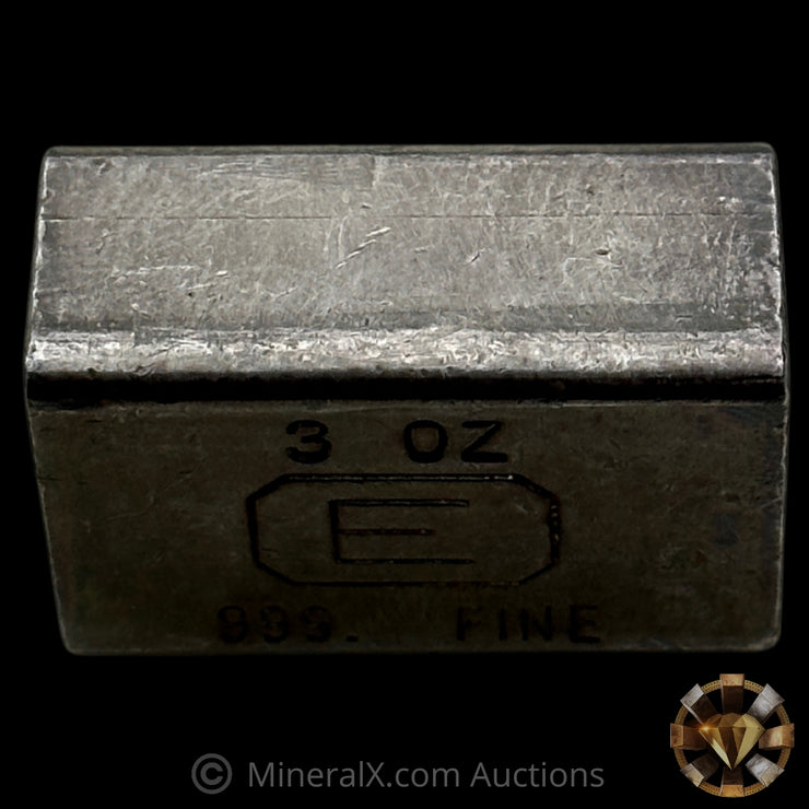 3oz Engelhard E Logo Industrial Extruded Vintage Silver Bar