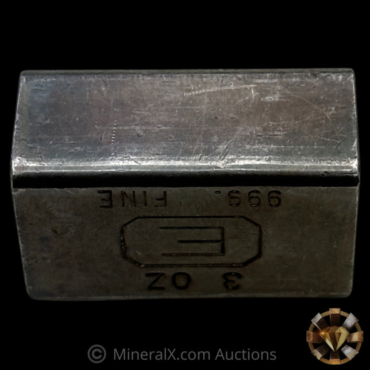 3oz Engelhard E Logo Industrial Extruded Vintage Silver Bar