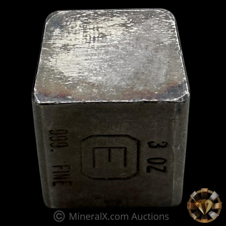 3oz Engelhard E Logo Industrial Extruded Vintage Silver Bar