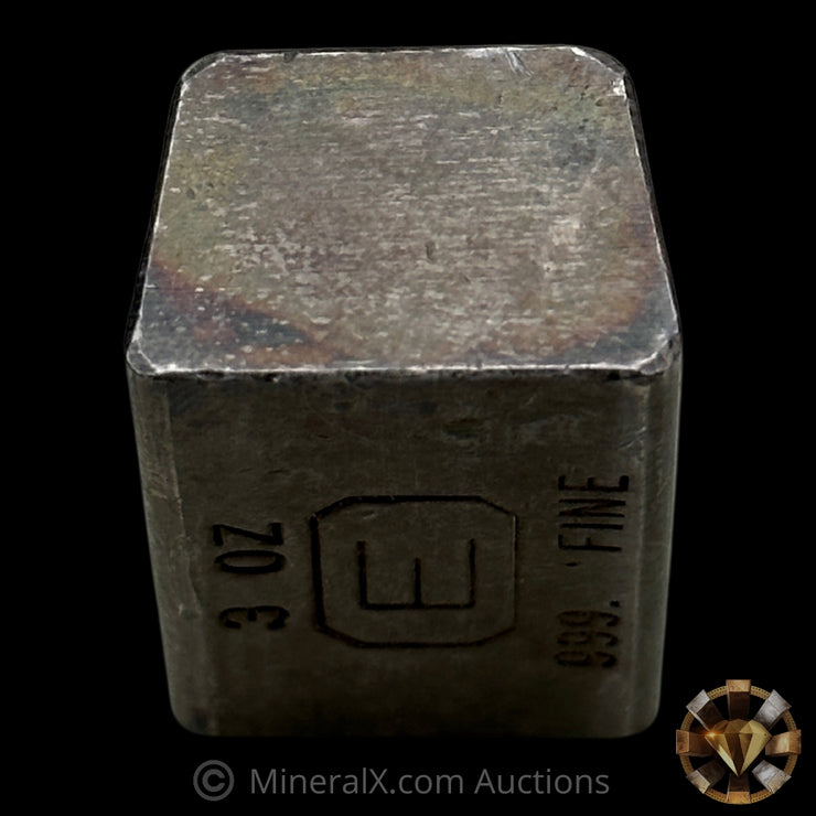 3oz Engelhard E Logo Industrial Extruded Vintage Silver Bar