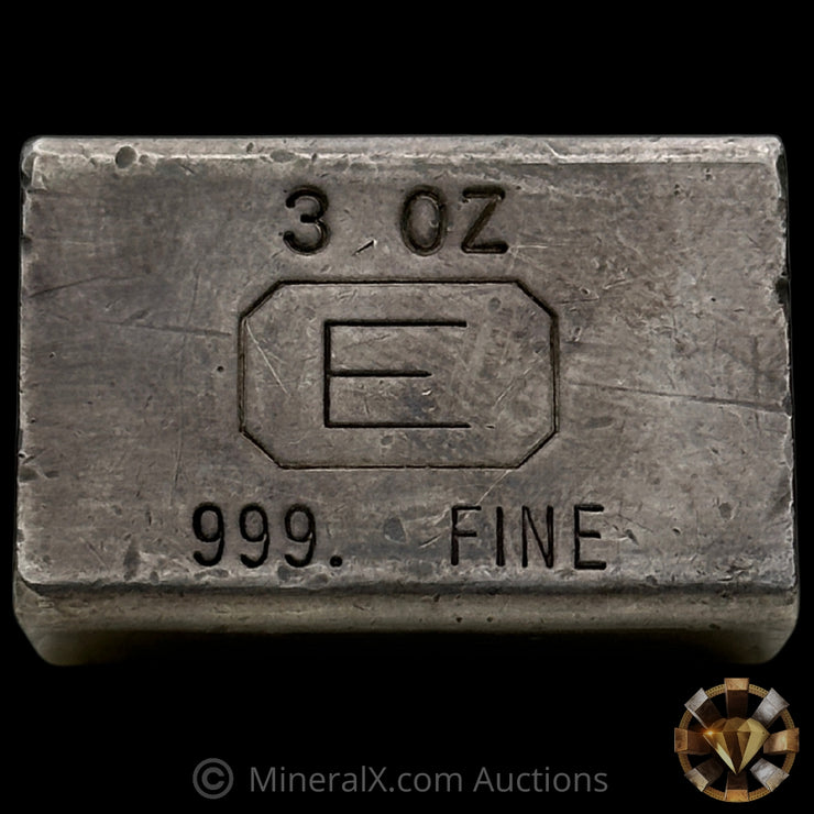 3oz Engelhard E Logo Industrial Extruded Vintage Silver Bar