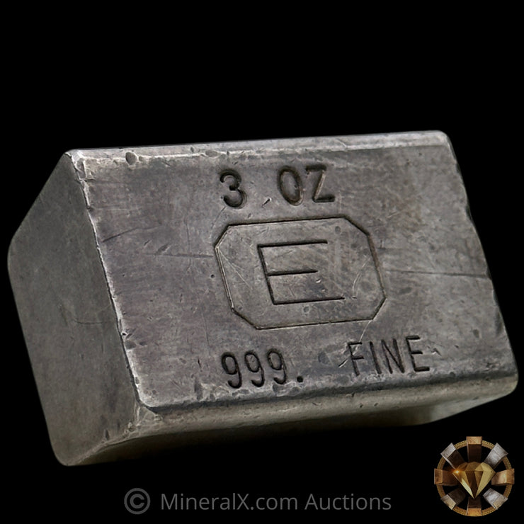 3oz Engelhard E Logo Industrial Extruded Vintage Silver Bar