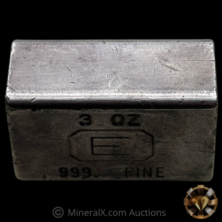 3oz Engelhard E Logo Industrial Extruded Vintage Silver Bar
