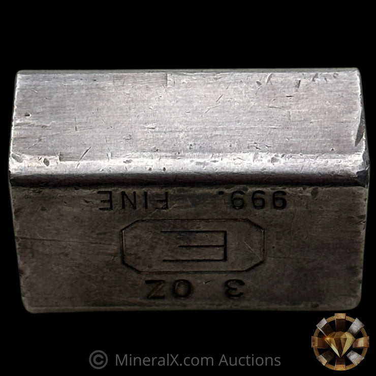 3oz Engelhard E Logo Industrial Extruded Vintage Silver Bar