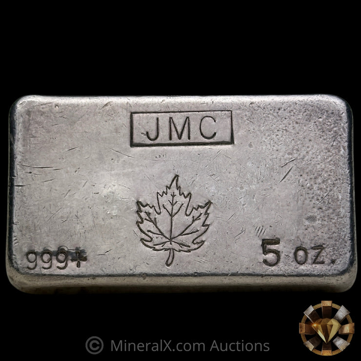 5oz JMC Johnson Matthey Maple Leaf Vintage Silver Bar