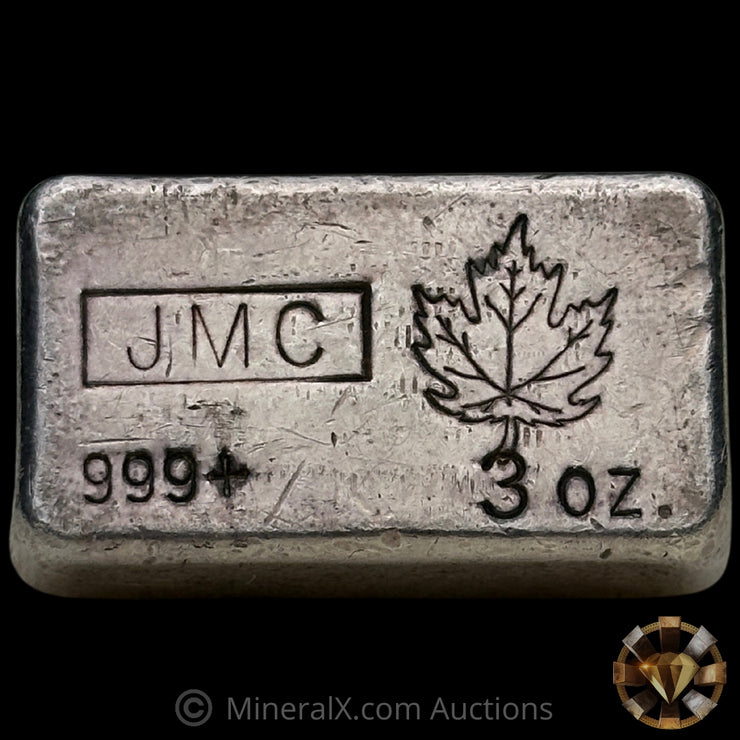 3oz JMC Johnson Matthey Maple Leaf Vintage Silver Bar