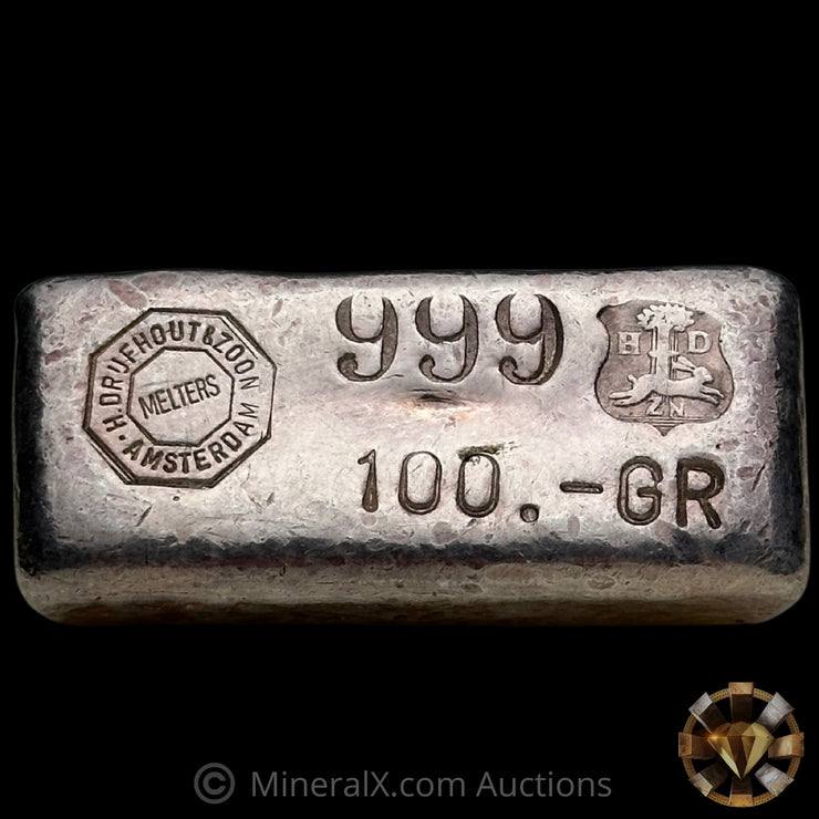 100g H. Drijfhout & Zoon Amsterdam Dutch Vintage Silver Bar