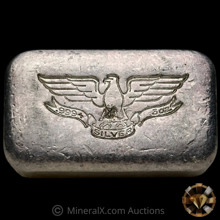 3oz W H Foster Vintage Silver Bar With Deak Triangle Counterstamp