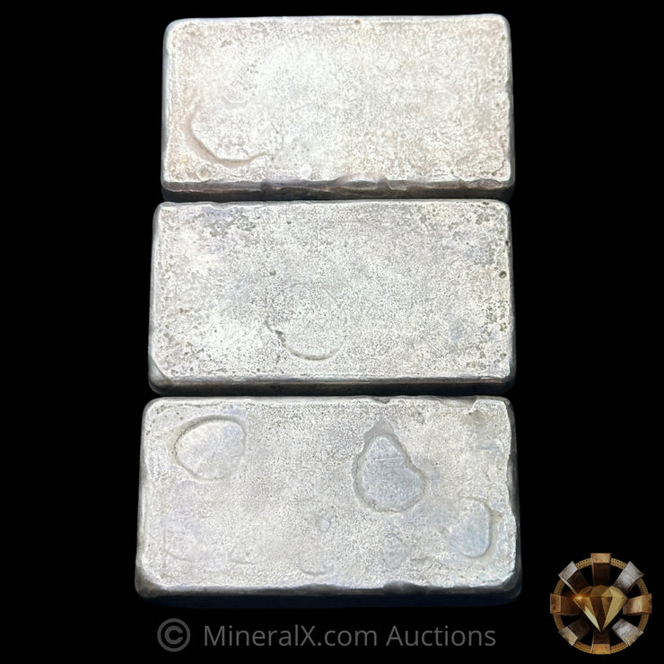 x3 10oz Engelhard 0-Leading 3rd Series Vintage Silver Bar Lot With Sequential Serials