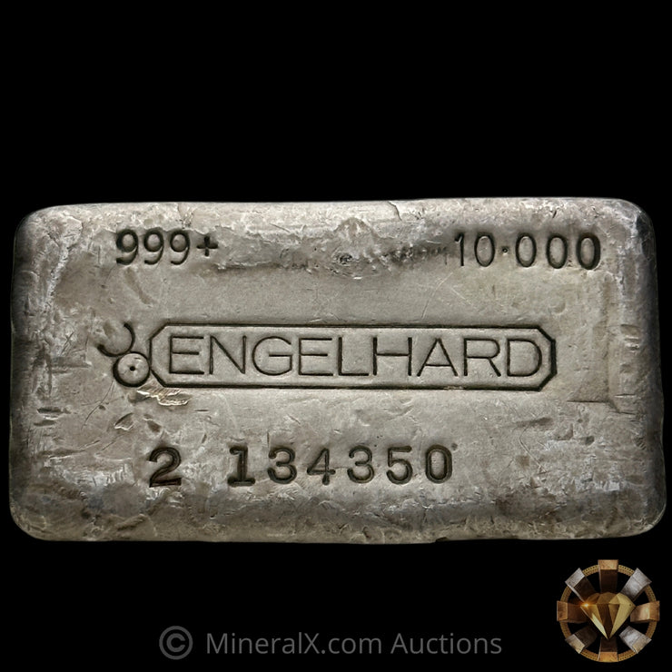 10oz Engelhard Rare 2 Prefix Serial Floating Decimal Bull Logo Vintage Silver Bar