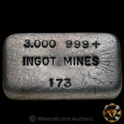 3oz Ingot Mines Engelhard Vintage Silver Bar