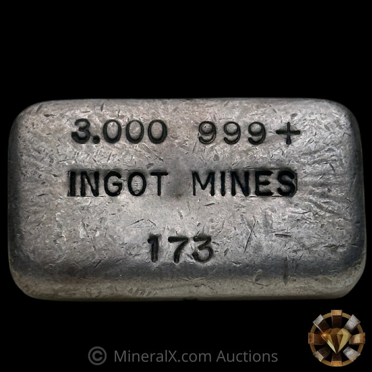 3oz Ingot Mines Engelhard Vintage Silver Bar