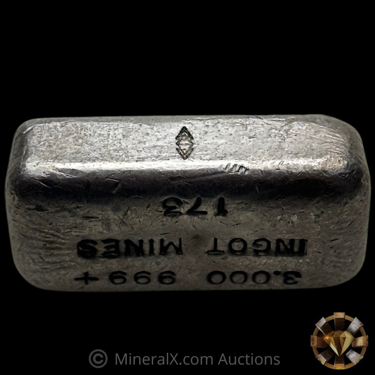 3oz Ingot Mines Engelhard Vintage Silver Bar